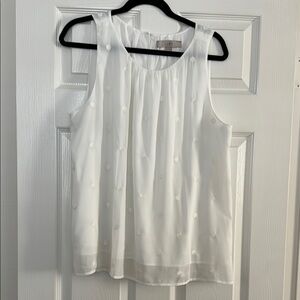 LOFT Ivory Embroidered Tank Top